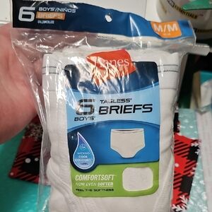 Nwt 6 Pairs Hanes Boys' Tagless Briefs - White